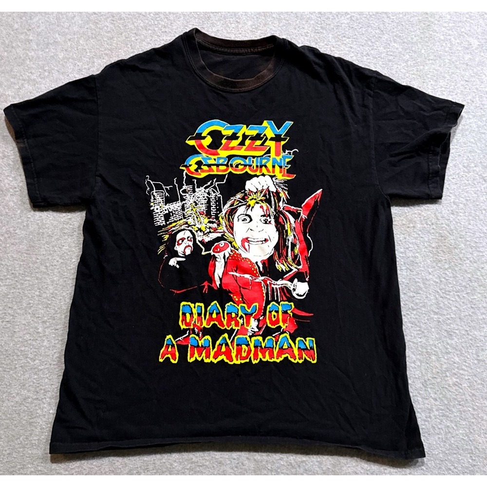 Ozzy Osbourne Diary of a Madman Vintage Graphic T-Shirt Black Mens Large